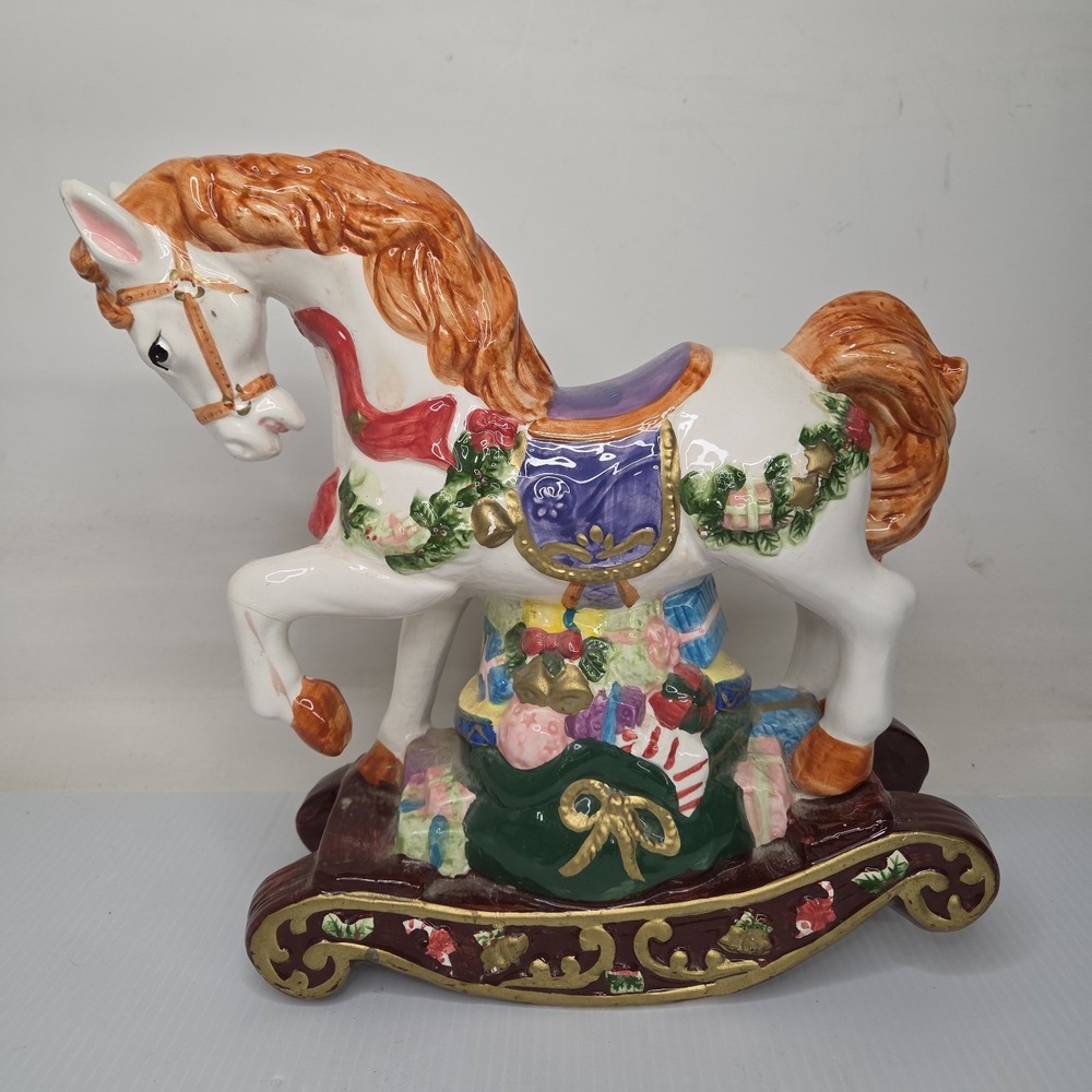 SAN FRANCISCO MUSIC BOX Carousel MUSICAL CHRISTMAS ROCKING HORSE Jingle Bells